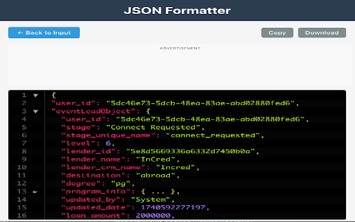 JSON Formatter Extension :: Format and beautify JSON data similar to jsonformatter.org