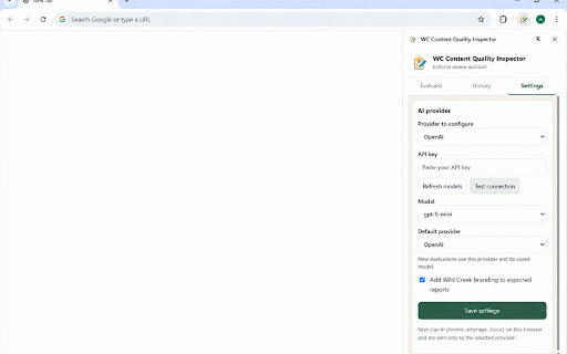 WC Content Quality Inspector :: Evaluate content quality with AI or a private local check. Review trust, readability, structure and publish readiness.