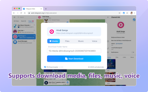 Telegram Downloader - Batch download Telegram images, videos, and audio :: Bulk download photos, videos, files from Telegram. Works with private channels. Original quality, fast speeds. For Telegram Web.