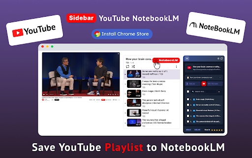 YouTube NotebookLM :: Use YouTube NotebookLM to import web links, Shorts, and playlists from YouTube to NotebookLM — one click to add, delete, and manage!