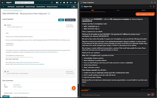 Forge Companion: AI Amazon Seller Assistant (Sales, PPC, Account Health) :: AI for Amazon sellers — a listing score on every product page, market snapshots on search, and a copilot in Seller Central.