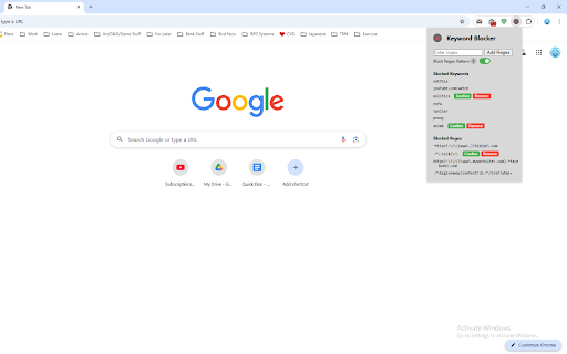 Keyword Blocker :: Block pages containing specified keywords.