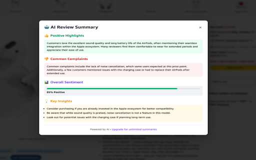 AI Review Summarizer :: Instantly summarize product reviews with AI