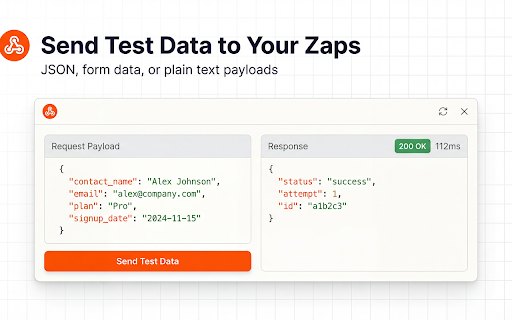 Zapier Webhook Tester - Debug & Test Zap Automation Triggers :: Test & debug Zapier webhook URLs and Zap triggers. Send HTTP requests, import cURL, inspect responses. Free Zapier tool.