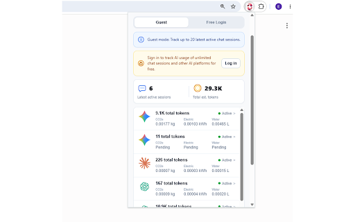 CrbonFree :: Track your AI usage and estimate the electricity, CO2e and water behind ChatGPT, Claude and Gemini.
