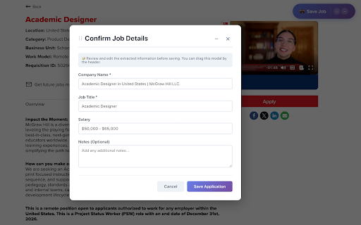 Job In One :: Track your job search in one place, from any site, privacy-first, no account required
