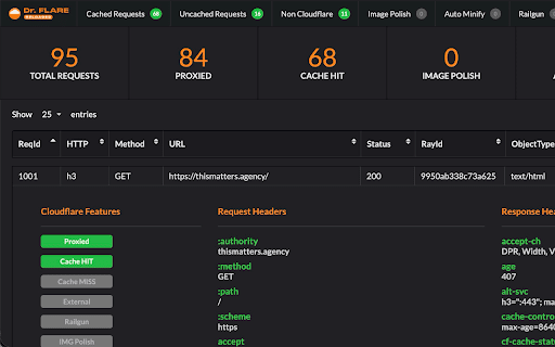 Dr.FLARE Reloaded :: Advanced Cloudflare cache analysis and debugging tool with intelligent cache miss detection and performance insights.