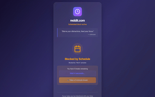 Focus :: Manage your time on distracting websites with daily limits and intentional access