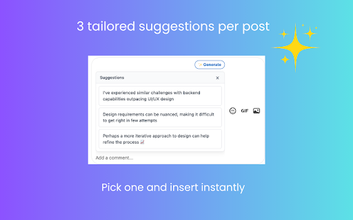LinkedIn Comment AI :: Generate LinkedIn comment suggestions with your own AI API key (OpenAI, Anthropic, Gemini, Groq). Created by Hamza Uguz.