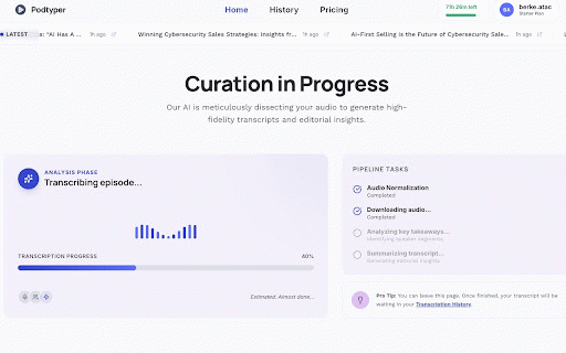 Podtyper — Transcribe YouTube, Spotify & Apple Podcasts :: Send the podcast page you're viewing to Podtyper and transcribe YouTube, Spotify, or Apple Podcasts in one click.