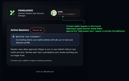 PENGUARDS: Abstract Session keys Security Manager :: Review Abstract session keys, monitor risk signals, and revoke access directly from the browser.