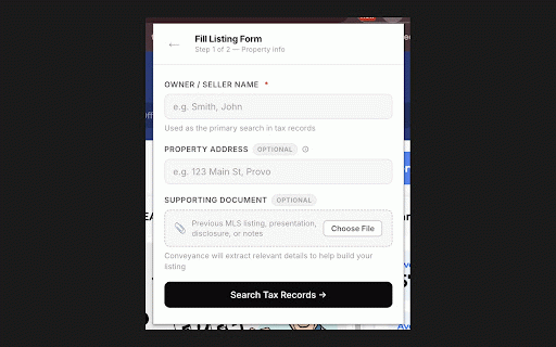Conveyance for UtahRealEstate.com :: Automates the URE listing form for Utah real estate agents. Finds tax records, pulls MLS history, and fills 50+ fields automatically