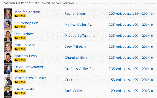 IMDB actor age reader :: Shows the age of the actor while filming the movie