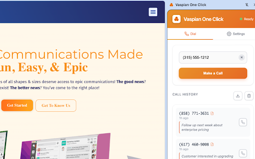 Vaspian One Click :: One-click calling for Vaspian Phone System