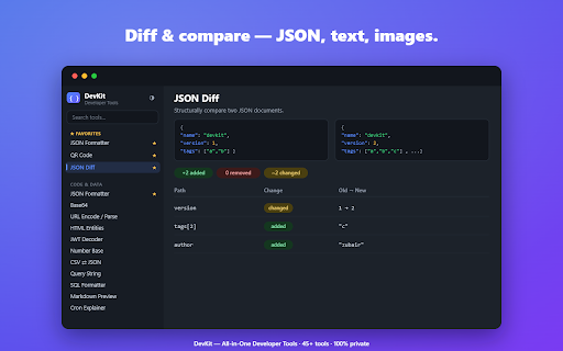 DevKit - All-in-One Developer Tools :: 45+ developer utilities in one fast, private popup — no servers, no tracking, no clutter.