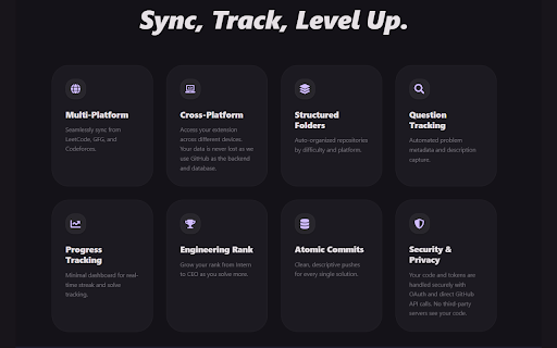 Syncode: Auto-Sync DSA to Github (AlgoCommit) :: Automatically sync your LeetCode, GeeksForGeeks, & Codeforces solutions to GitHub with streak tracking and difficulty stats.