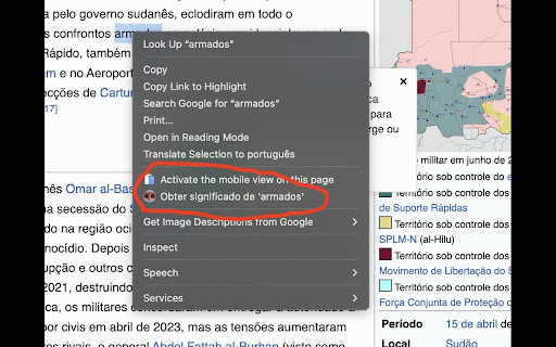 Dicionário de Português :: Traduza palavras ou parágrafos selecionados em português.