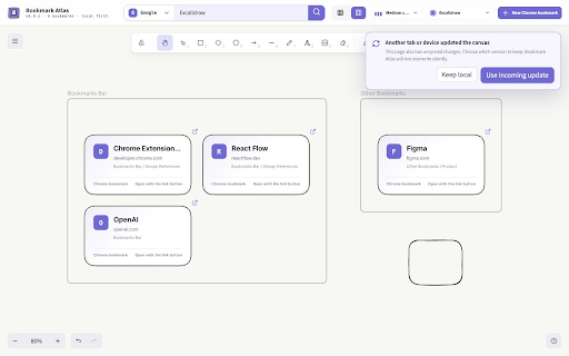 Bookmark Atlas – Excalidraw New Tab :: An Excalidraw-powered new tab with persistent web embeds and native browser bookmark cards.