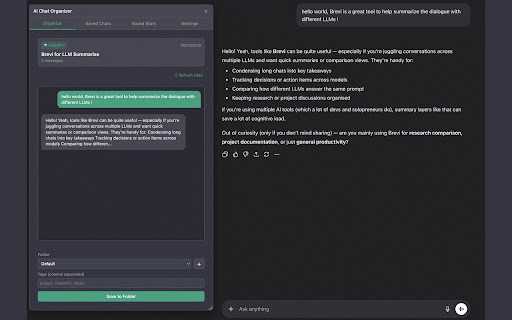 Brevi: AI Chat Summarizer & History :: Organize and manage your AI conversations (ChatGPT & Gemini) with folders, tags, and search functionality