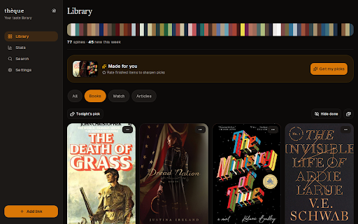 thèque :: Save the current tab to your thèque library.