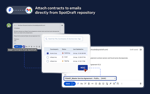 SpotDraft Gmail Plugin :: Intuitive Gmail extension that makes contract management with SpotDraft easy and efficient.