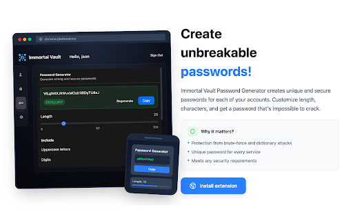 Immortal Vault - Free Password Manager For Any Device :: Makes storing and using passwords convenient and secure