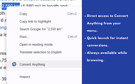 Convert Anything - Smart Unit Converter :: Smart unit converter with 200+ categories. Context menu integration for instant conversions. Privacy-focused local processing.