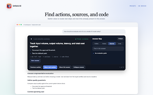 Unfold AI — Summarize & Navigate AI Answers :: Summarize long AI answers locally, navigate every section, and save useful insights without sending conversations anywhere.