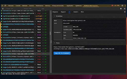 JSONGrid Web Inspector :: A Chrome extension for inspecting JSON data with JSONGrid, a tabular JSON view.