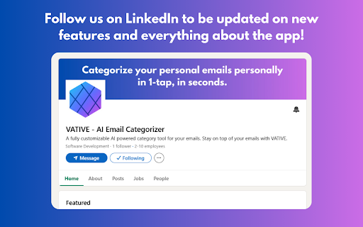 VATIVE - AI Gmail Categorizer :: A fully customizable AI powered category tool for your emails. Stay on top of your emails with VATIVE!