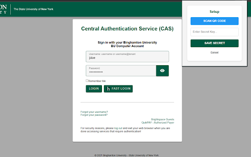 BingFastLogin :: Automates Binghamton CAS login and generates/fills TOTP codes.