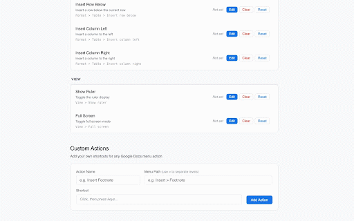 Docs Shortcuts :: Custom keyboard shortcuts for Google Docs — bind any menu action to a key combination.