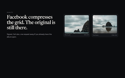 TrueFrame :: Bulk download original-quality photos from public Facebook albums.