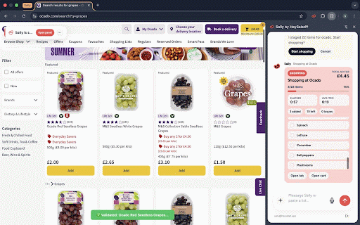 Sally by HeySalad® :: Save time on repeat shopping. Chat with Sally to plan lists, build carts, and run shopping tasks.