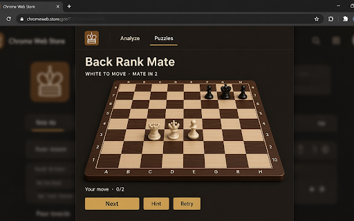 Chess Hints Companion :: Elegant engine analysis on Chess.com & Lichess — best-move arrows, Elo-calibrated hints, and ChessHints puzzles.