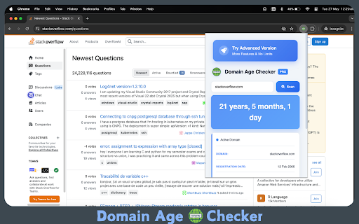 Domain Age Checker & WHOIS Lookup :: Check domain age and WHOIS information instantly. Find when any website was created and if it's available for registration.