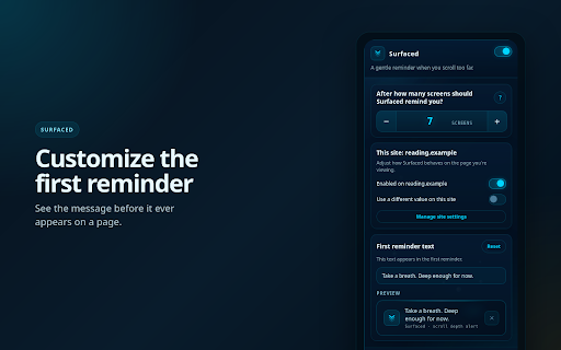 Surfaced :: Notifications for the endless scroll. Shows a notification when you scroll past a set threshold.