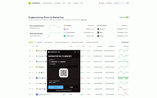 SideShift.ai - Crypto Swap :: Instantly trade cryptocurrencies directly to your wallet when you spot the coin name on the web