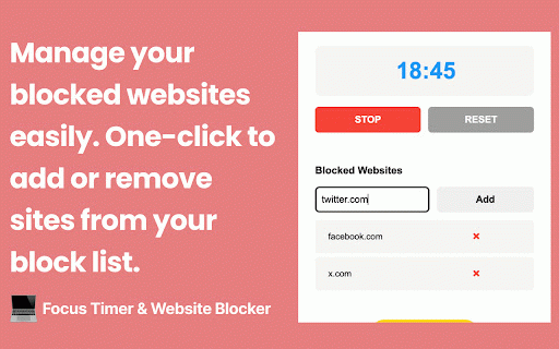 Focus Timer & Website Blocker :: Stay focused with Pomodoro timer and website blocker. Block distracting sites and manage your study/work time effectively.