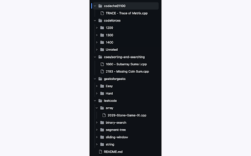 SolveBase - Solves to GitHub :: Automatically syncs accepted Codeforces, LeetCode, CSES, CodeChef and GeeksforGeeks solutions to GitHub.