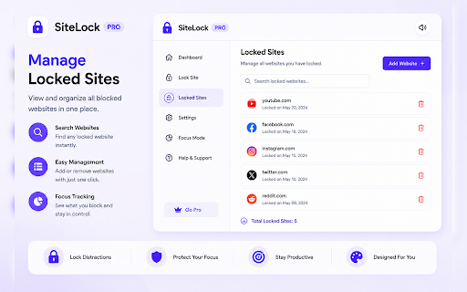 SiteLocker :: A premium site lock utility. Lock distracting or sensitive domains behind a secure 4-digit PIN.
