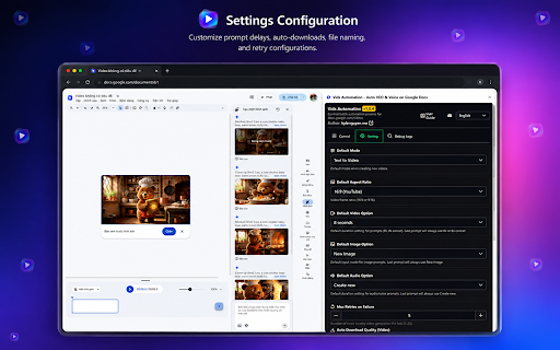 Vids Automation - Auto VEO & Voice on Google Docs :: Auto VEO & Voice your prompts at scale. Batch generate and auto-download videos and images on docs.google.com/videos.