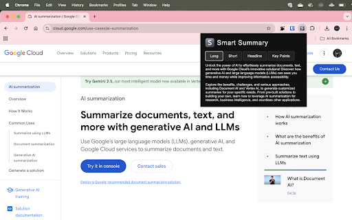 Smart Summary :: Generates a summary of the current page's content.