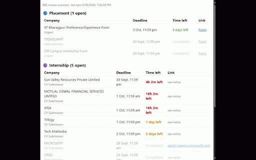KGP Placement Form Tracker :: Collects form links and deadlines from CDC notices.