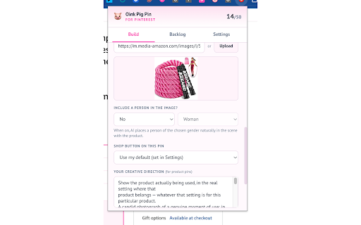 Oink Pig Pin for Pinterest :: Turn any Amazon product or storefront list into a ready-to-post Pinterest pin — AI art, SEO copy and your affiliate link.