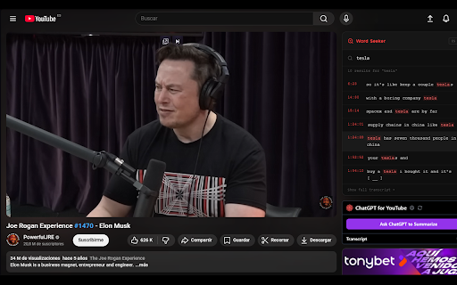 YT Word Seeker — Search in any YouTube video :: Search any word in a YouTube video transcript and jump to that exact moment. Integrated directly in the sidebar.