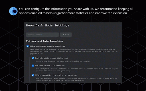 Moon Dark Mode :: Enable dark mode on any website with a single click. Optimized for documentation sites, blogs and news