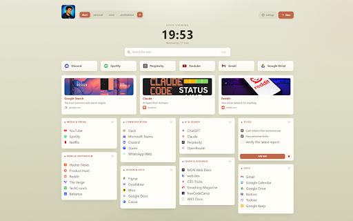 ReadyTab - New Tab Dashboard & Launcher :: New tab dashboard with link boards, workspaces, spotlight search, desktop launcher & shareable boards. Your browser command center.