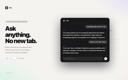 Zito — AI Writing Companion :: Select any text, type what you want. Your AI friend handles the rest.