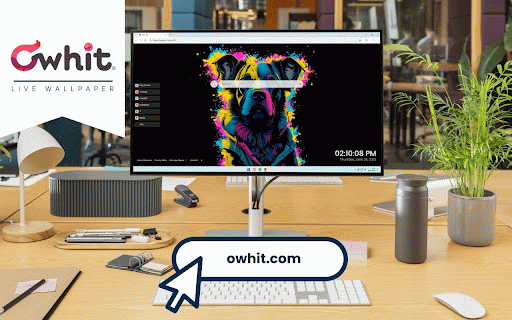 Dog Digital Art Live Wallpaper :: Vibrant digital art of dog portrait with explosive neon paint splashes on black background.